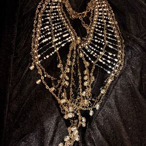 Gold & Black Beaded Necklace | Elegant, Sexy & Chic